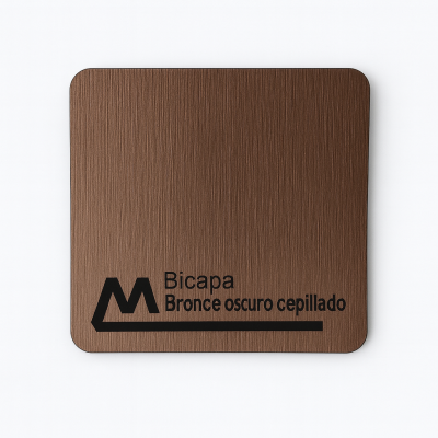 Laminado Bicapa Bronce Oscuro Cepillado / Negro – Placa ABS Laminado 1,6 mm