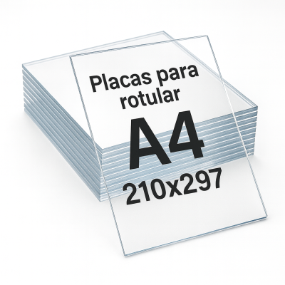 Metacrilato transparente A4 210x297 mm para rotular