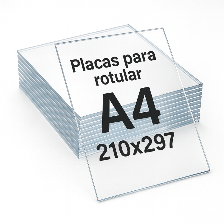 Metacrilato transparente A4 210x297 mm para rotular