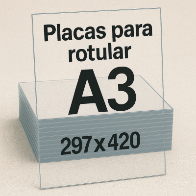 Metacrilato transparente A3 297x420 mm para rotular