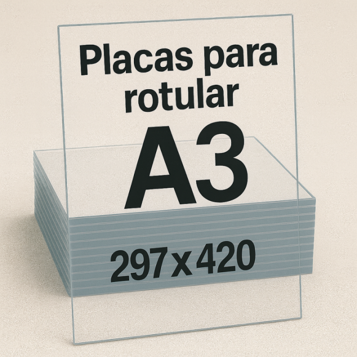 Metacrilato transparente A3 297x420 mm para rotular