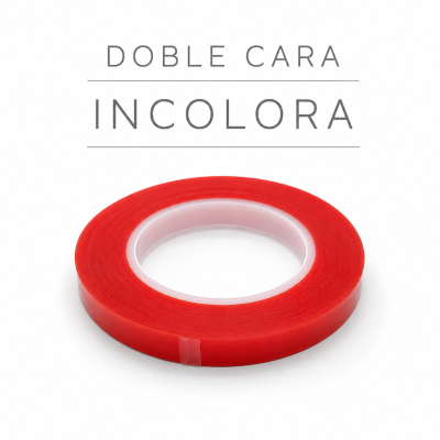 Cinta adhesiva doble cara incolora