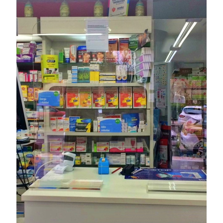 Mampara Anticontagio Abierta para Farmacias, Estancos, Supermercados, etc.