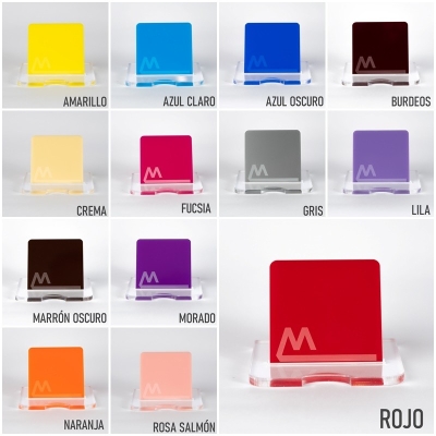 Placas de metacrilato de color transparentes de 3mm de espesor