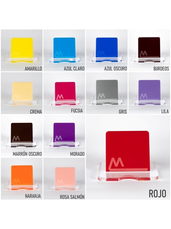 Placas de metacrilato de color transparentes de 3mm de espesor