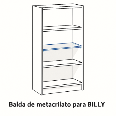 Balda de metacrilato 76x26 cm para la estantería Billy de Ikea - Metacrilatos y Plásticos