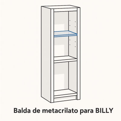 Balda de metacrilato 36x26 cm para estantería Billy - Metacrilatos y Plásticos