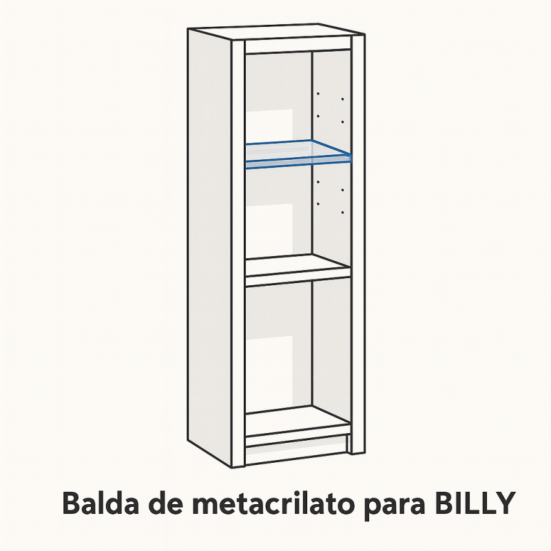 Balda de metacrilato 36x26 cm para estantería Billy - Metacrilatos y Plásticos